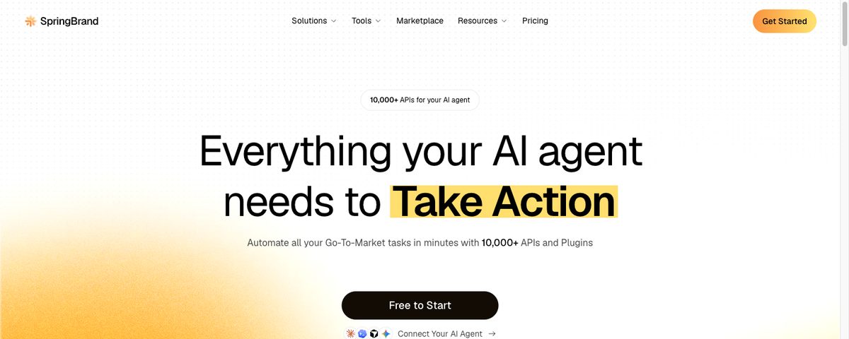 springbrand.ai — 10,000+ APIs for your AI agent
